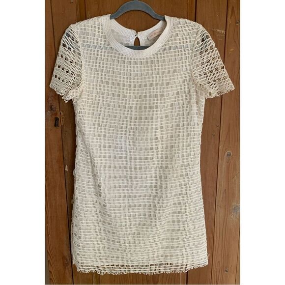 Tory Burch Dresses & Skirts - Tory Burch white crocheted short sleeve shift dress